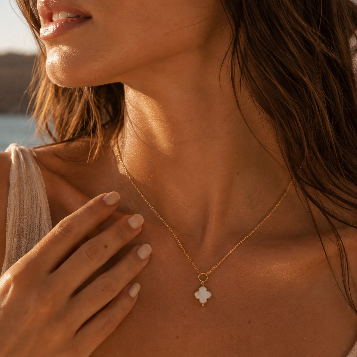 Celeste Clover Charm Necklace