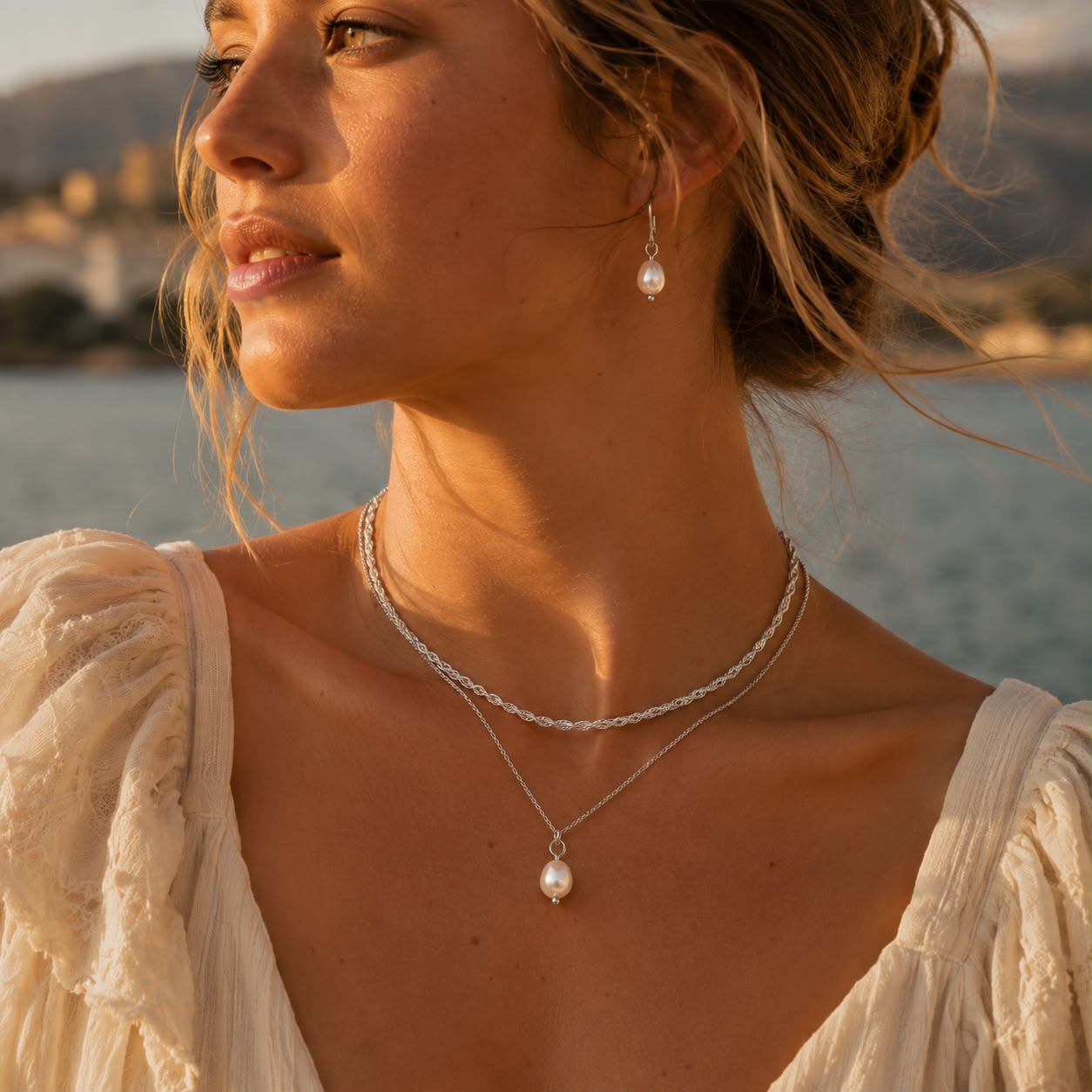 Silver Pearl Harmony Necklace