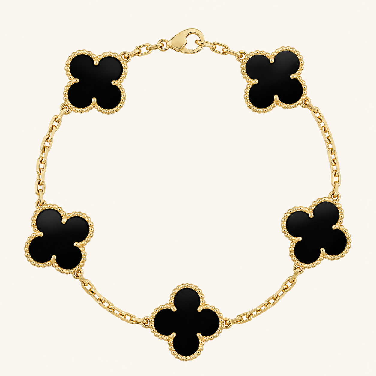 CLOVER | Black/Gold Bracelet