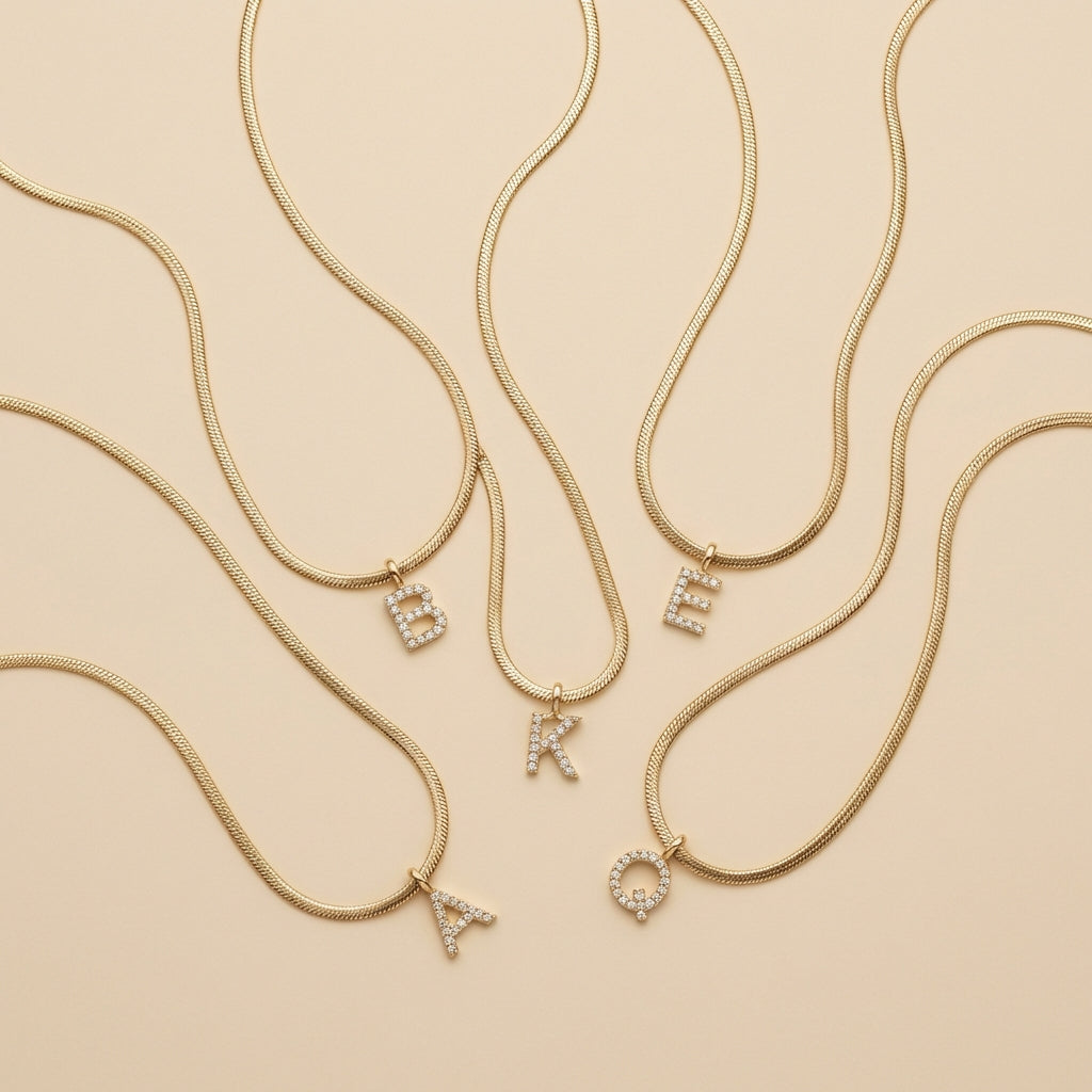 Solea Pavé Initial Necklace