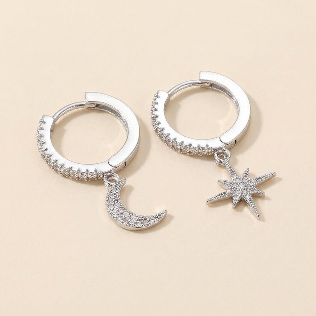 Celeste Moon & Star Hoops