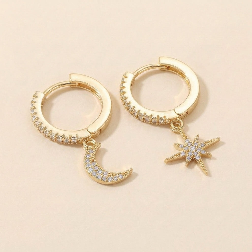 Celeste Moon & Star Hoops