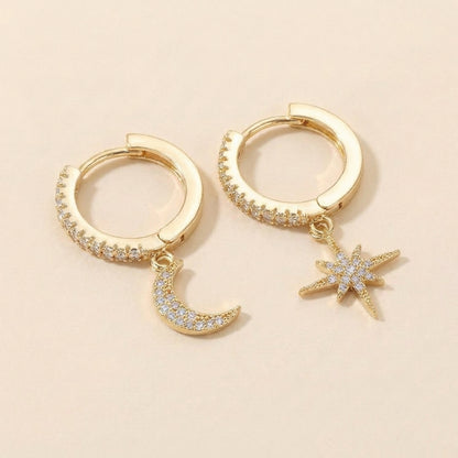 Celeste Moon & Star Hoops