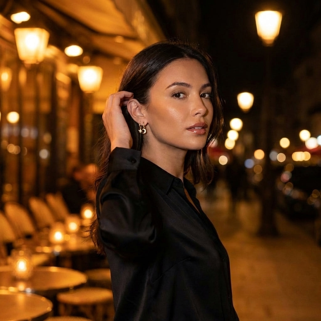 Celeste Moon & Star Hoops