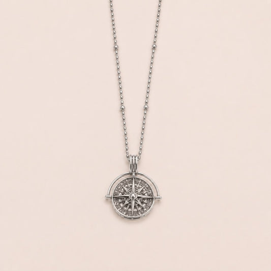 Celestial Compass Silver Necklace