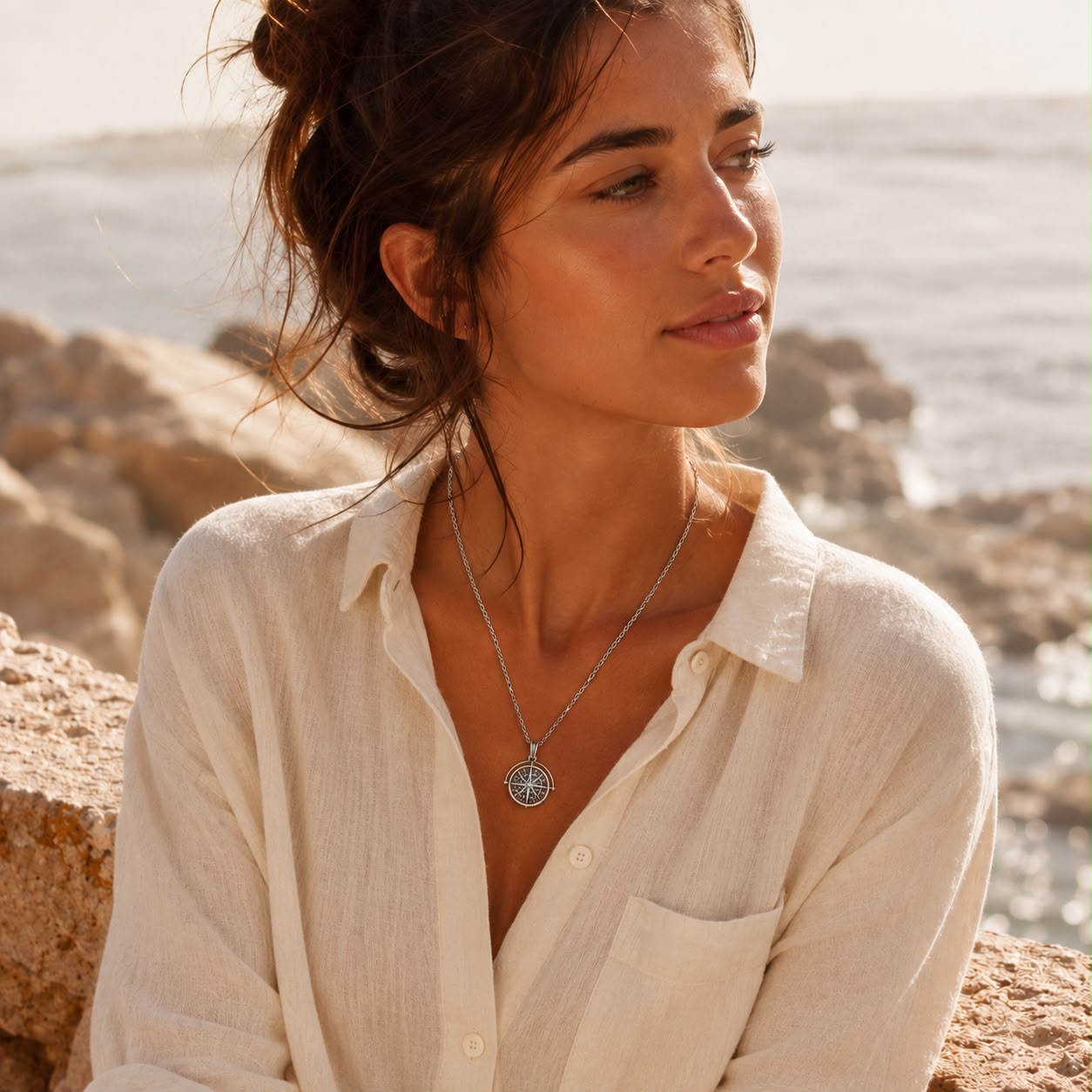 Celestial Compass Silver Necklace