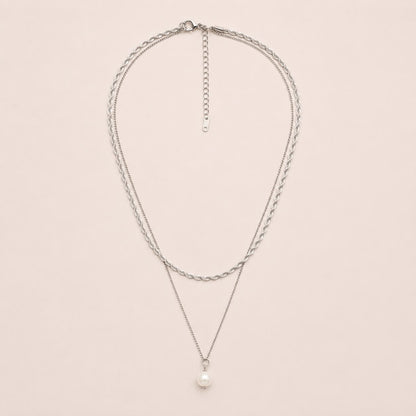 Pearl Layered Silver Necklace