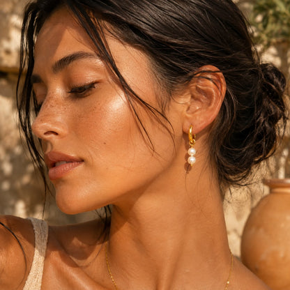 Serene Pearl Huggie Earrings