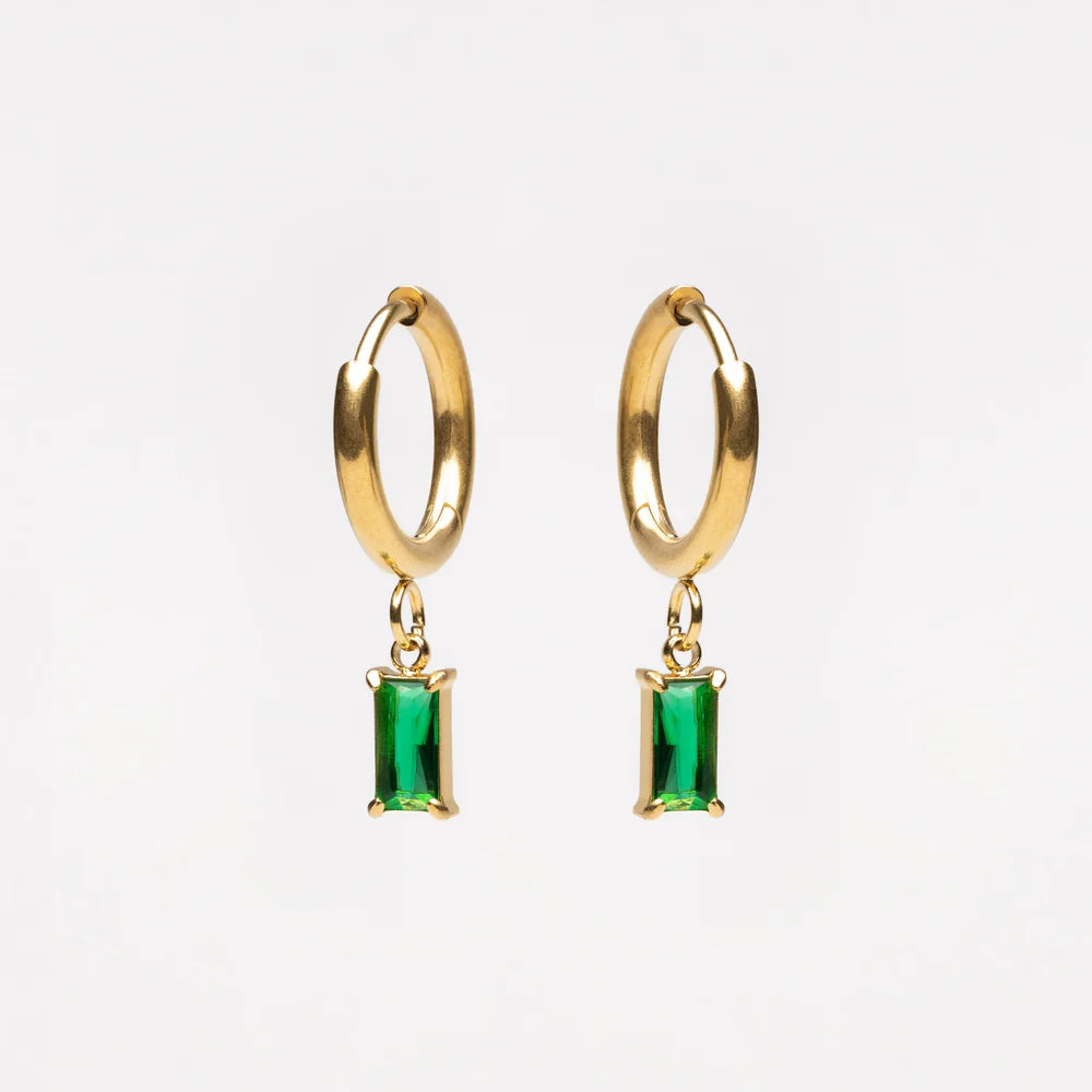Emerald Glow Hoop Earrings